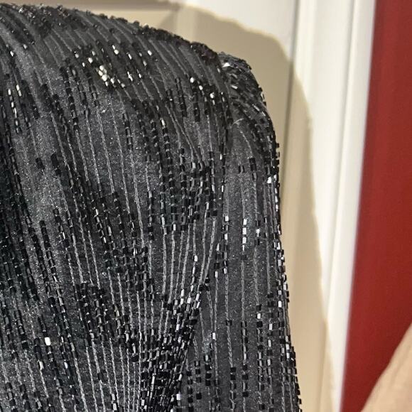 Vintage Laurence Kazar Silk Sequins Top Black Evening Cocktail size petite small - Picture 4 of 15